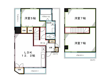 ソワニエ(3LDK/4階)の間取り写真