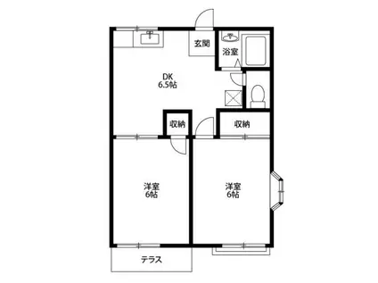 つるやハイツ(2DK/2階)の間取り写真