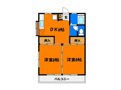 緑ハイツ(2DK/2階)の間取り写真