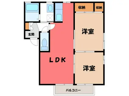 リビエラC(2LDK/2階)の間取り写真