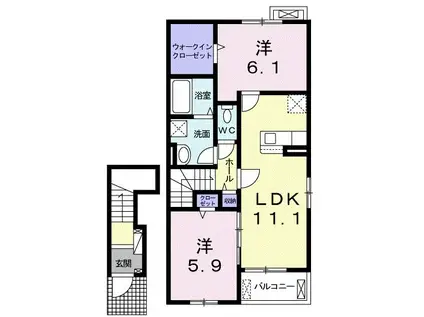グレイス・K I(2LDK/2階)の間取り写真