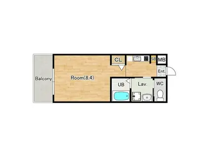 ピーステン名駅南(1K/2階)の間取り写真