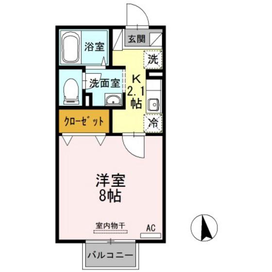 トランキール中殿(1K/2階)の間取り写真