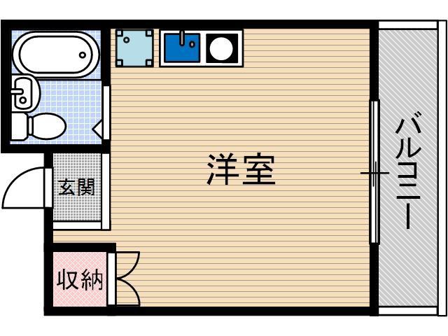 茨木ロイヤル(ワンルーム/5階)の間取り写真