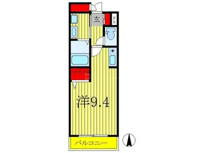 ルビーピア(ワンルーム/2階)の間取り写真