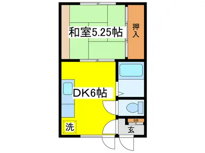 KHハウス(1DK/1階)の間取り写真