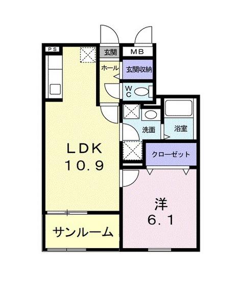 ヴンダーバール(1LDK/1階)の間取り写真