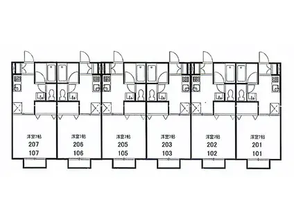 ヴェルファーレ中央(1K/1階)の間取り写真