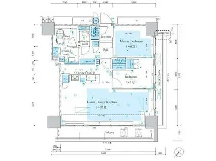 MID TOWER GRAND(2LDK/29階)の間取り写真