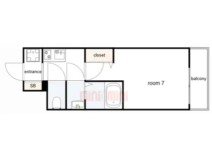 レーヴメゾン尼崎昭和通(1K/7階)の間取り写真