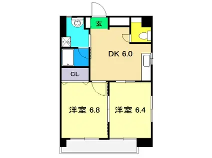 グレイス北久保(2DK/5階)の間取り写真