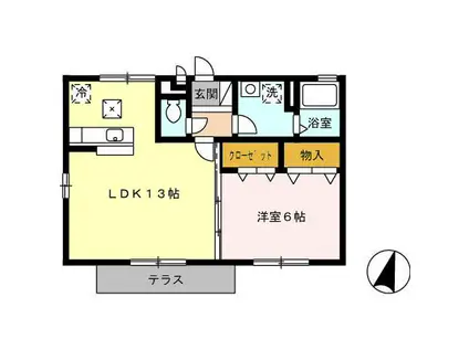 セゾングランモアII(1LDK/1階)の間取り写真