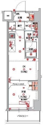 ハーモニーレジデンス東京サウス大塚(1DK/4階)の間取り写真