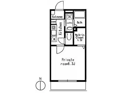ドリーバーデン(1K/1階)の間取り写真