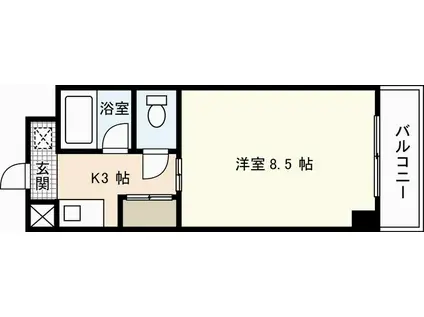 フレア21三篠(1K/8階)の間取り写真