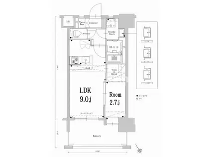 エンクレスト空港通(1LDK/4階)の間取り写真