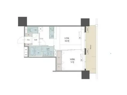 ラグゼナ用賀(1LDK/6階)の間取り写真