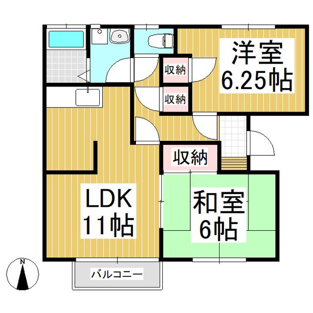 レジデンス(2LDK/2階)の間取り写真