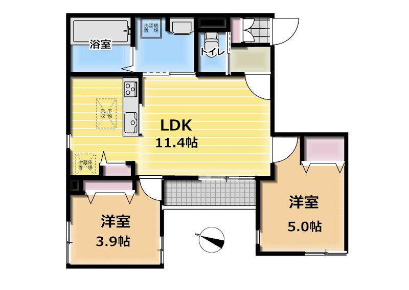 松風ハイツII(2LDK/1階)の間取り写真