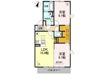 パークハウスⅥ(2LDK/1階)の間取り写真