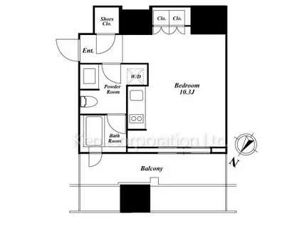 THE ROPPONGI TOKYO SUPERIOR RESIDE(ワンルーム/9階)の間取り写真