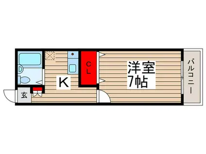 イワサレジデンス B棟(1K/1階)の間取り写真