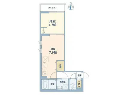 ウェルスクエア新中野II(1DK/1階)の間取り写真