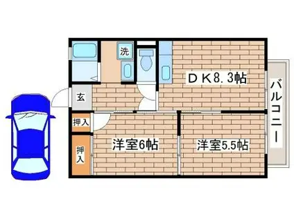 フレグランス須磨離宮(2DK/1階)の間取り写真