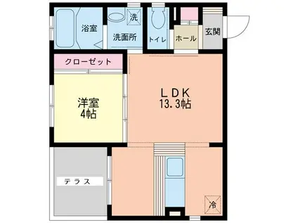 モルゲンレーテ(1LDK/1階)の間取り写真