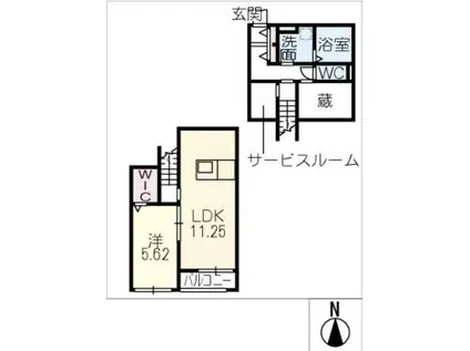 地下鉄名城線 黒川駅(愛知) 徒歩10分 2階建 新築(1SLDK/2階)の間取り写真