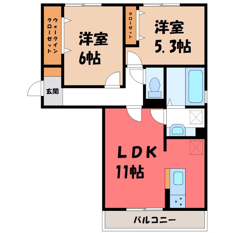 AMAZING GRACE 歌恋(2LDK/2階)の間取り写真