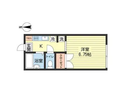 サンフラッツ湘南(1K/2階)の間取り写真