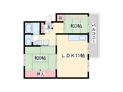 東加古川ファミリーマンション(2LDK/3階)の間取り写真