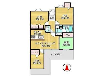 ロイヤル西宮北口アバンティエ(4LDK/6階)の間取り写真