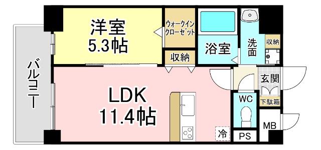 サンビーム三萩野駅前(1LDK/4階)の間取り写真