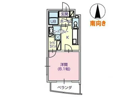 ヒルポート(1K/3階)の間取り写真