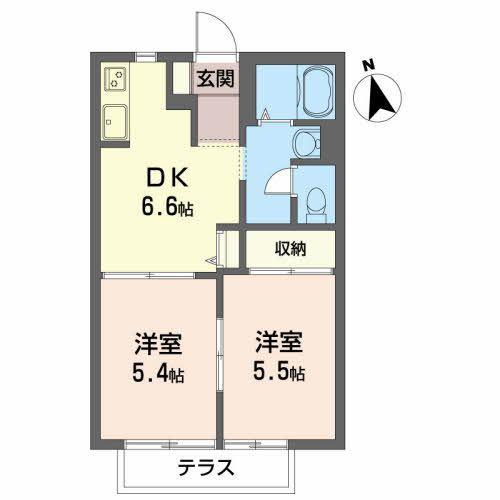 アーバンディアス(2DK/2階)の間取り写真