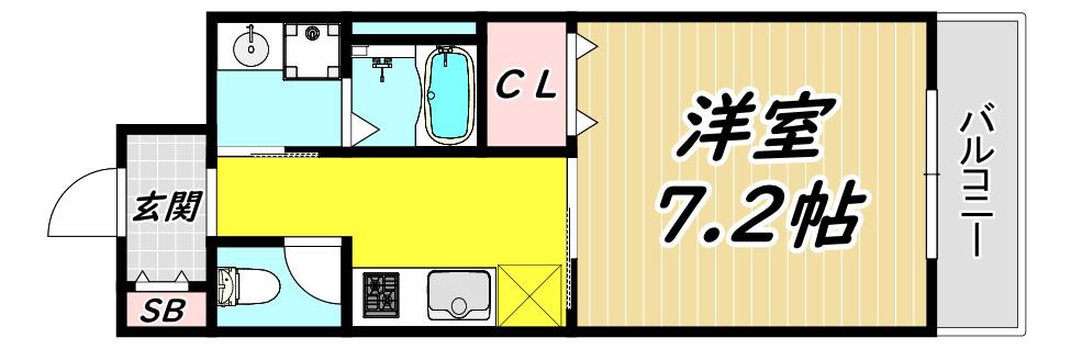 ダイワール立花(1K/2階)の間取り写真