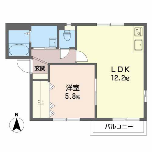 イーストアベニュー(1LDK/2階)の間取り写真