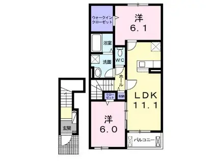 エヌ.プレスト III(2LDK/2階)の間取り写真