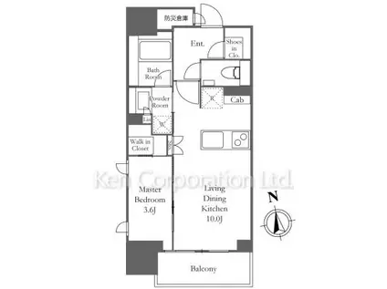 ピアース渋谷(1LDK/14階)の間取り写真