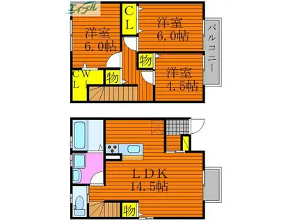 グレイス・フローラ B棟(3LDK/1階)の間取り写真
