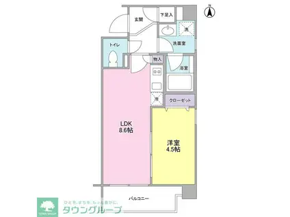 グランドソレイユ中延(1LDK/2階)の間取り写真