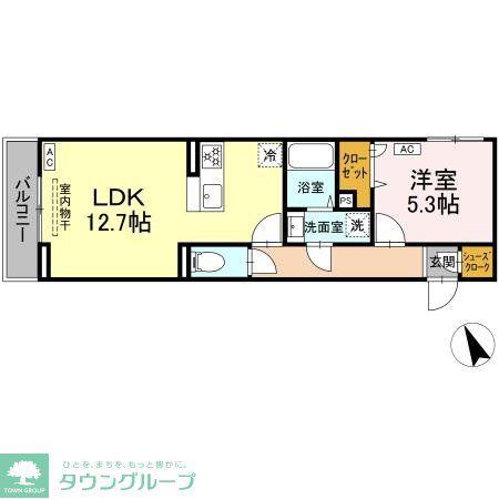 セレスティア鷺宮(1LDK/2階)の間取り写真