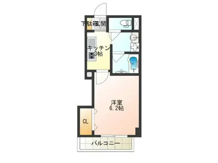 みおつくし岸里III(1K/2階)の間取り写真