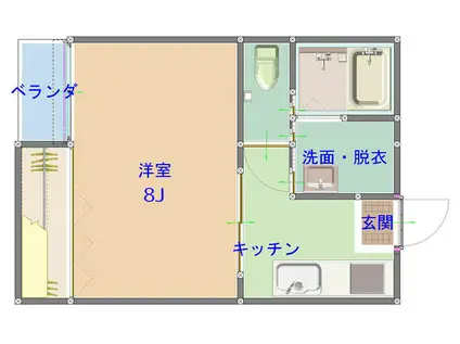 ピア上越(1K/2階)の間取り写真
