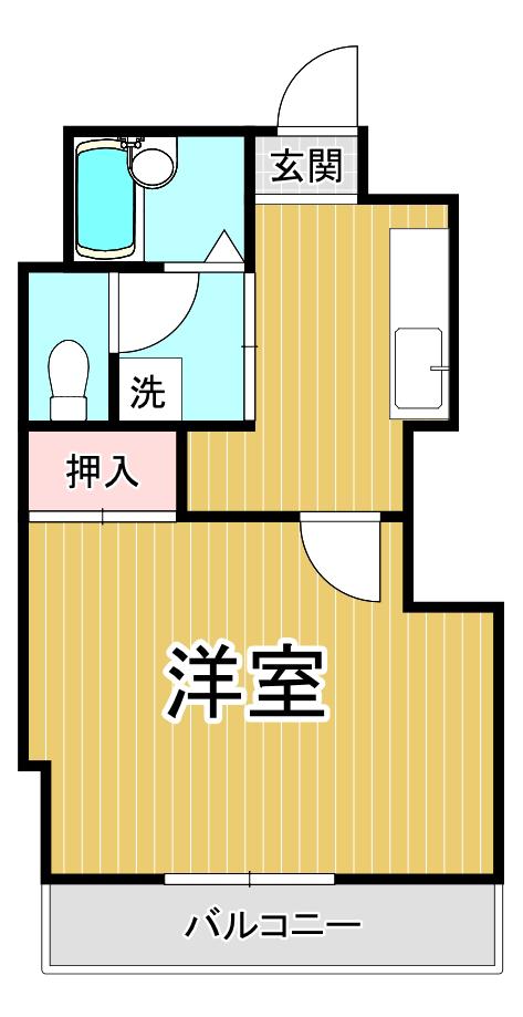 バーンホフ北口(1K/1階)の間取り写真