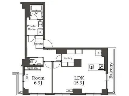 BELLEVIAGE AKEBONOBASHI ベルヴィアージ曙橋(1LDK/4階)の間取り写真