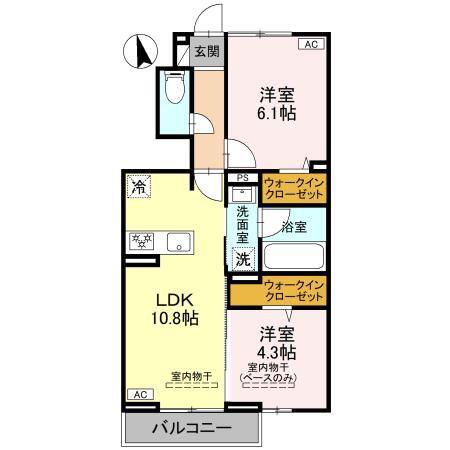 エミグランドD(2LDK/1階)の間取り写真