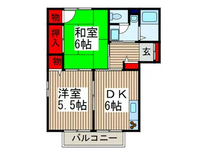 ウエストパレスIII(2DK/2階)の間取り写真